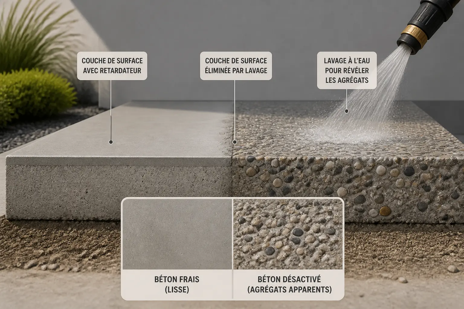 Qu’est-ce que le béton désactivé ? Principe, texture et rendu