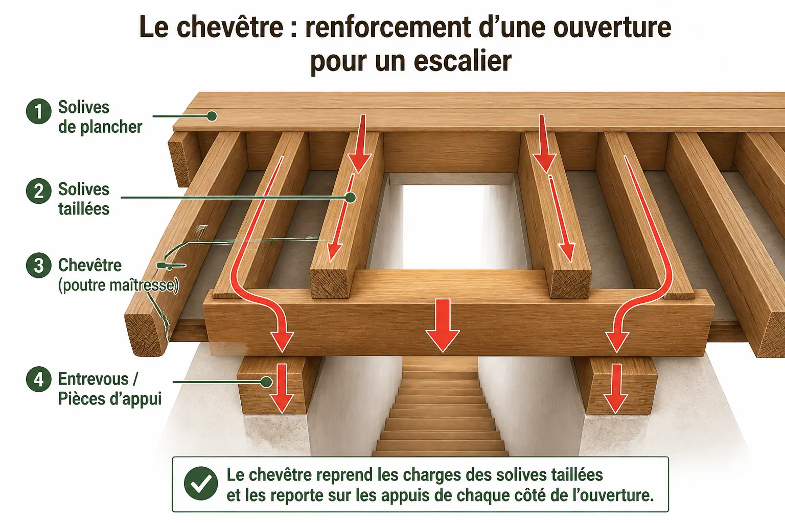 À quoi sert un chevêtre dans une ouverture de plancher ou de toiture ?