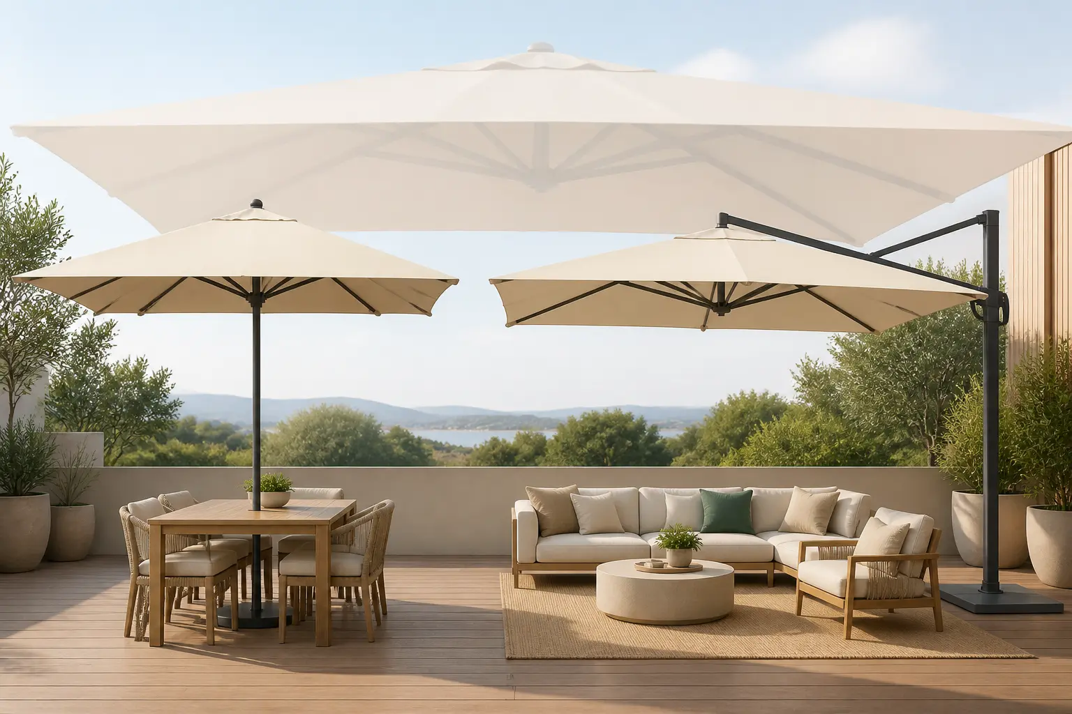Grand parasol : déporté, droit ou géant, lequel choisir ?