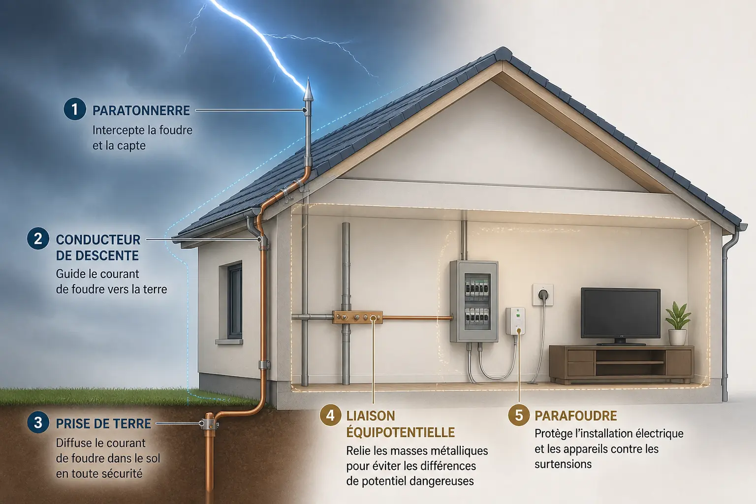 Protection foudre d’une maison : quels équipements faut-il combiner ?