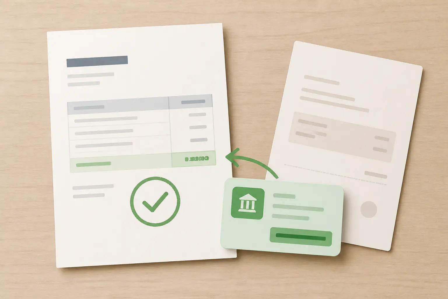 Facture d’acompte mise en avant avec paiement partiel, flèche de liaison et règlement final en arrière-plan.