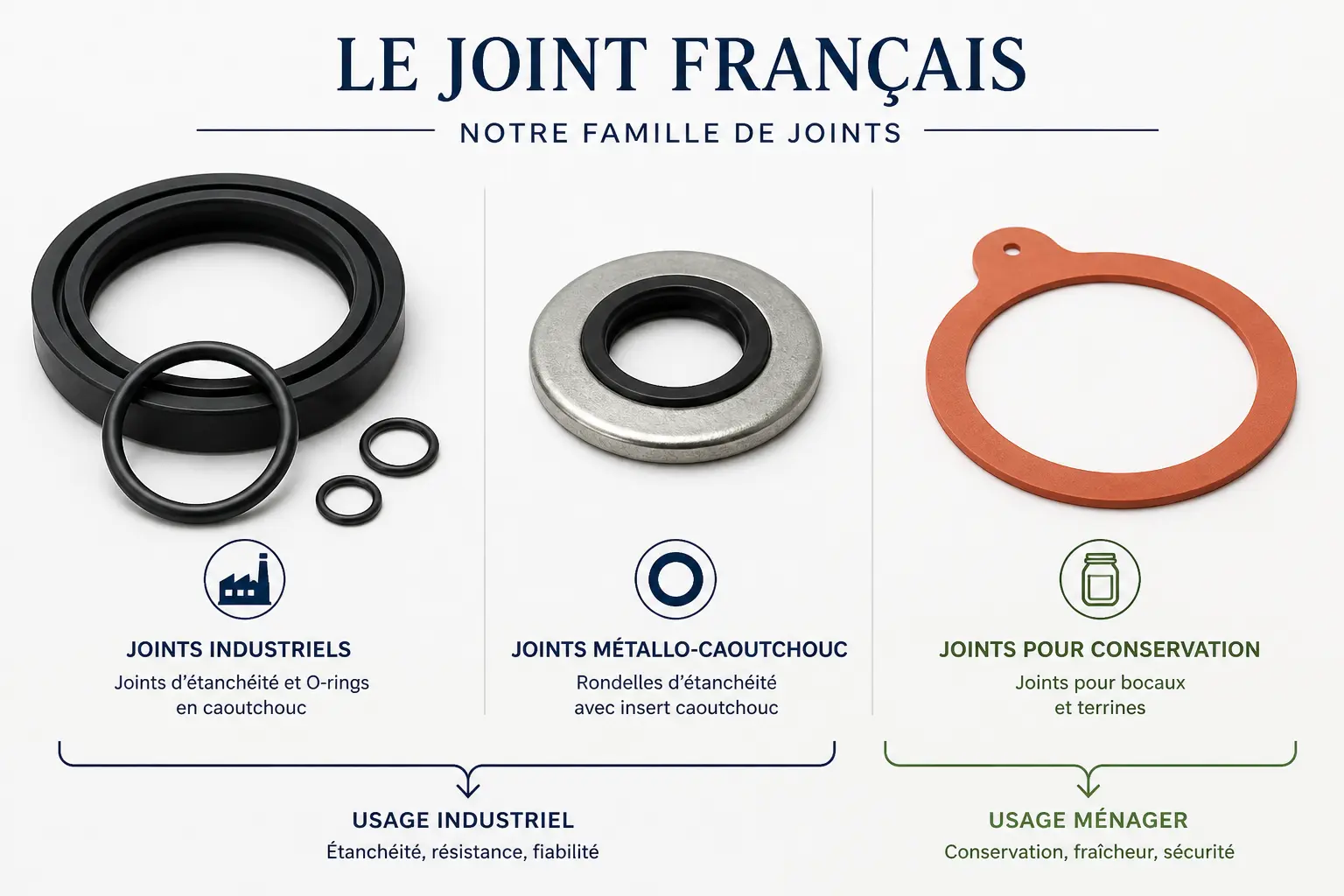 Des joints industriels aux accessoires de conservation : quelles gammes retrouve-t-on ?