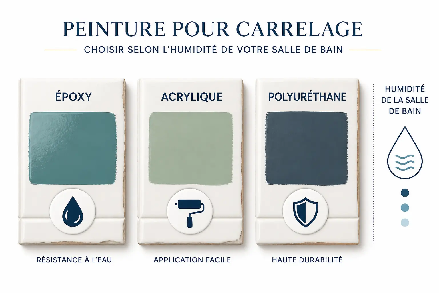Peinture carrelage salle de bain : comparaison époxy, acrylique et polyuréthane selon l’humidité