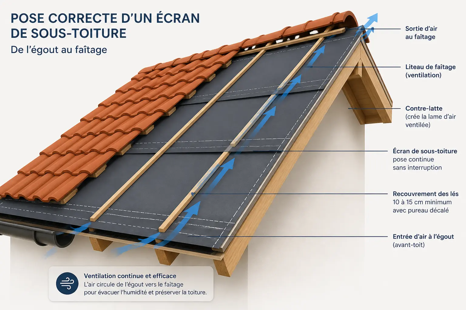 Poser un pare-pluie de toiture sans créer de point faible