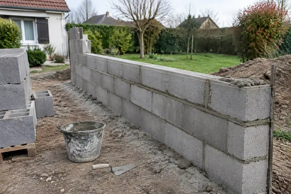 Mur en parpaing : autorisations, prix posé et montage dans l'ordre